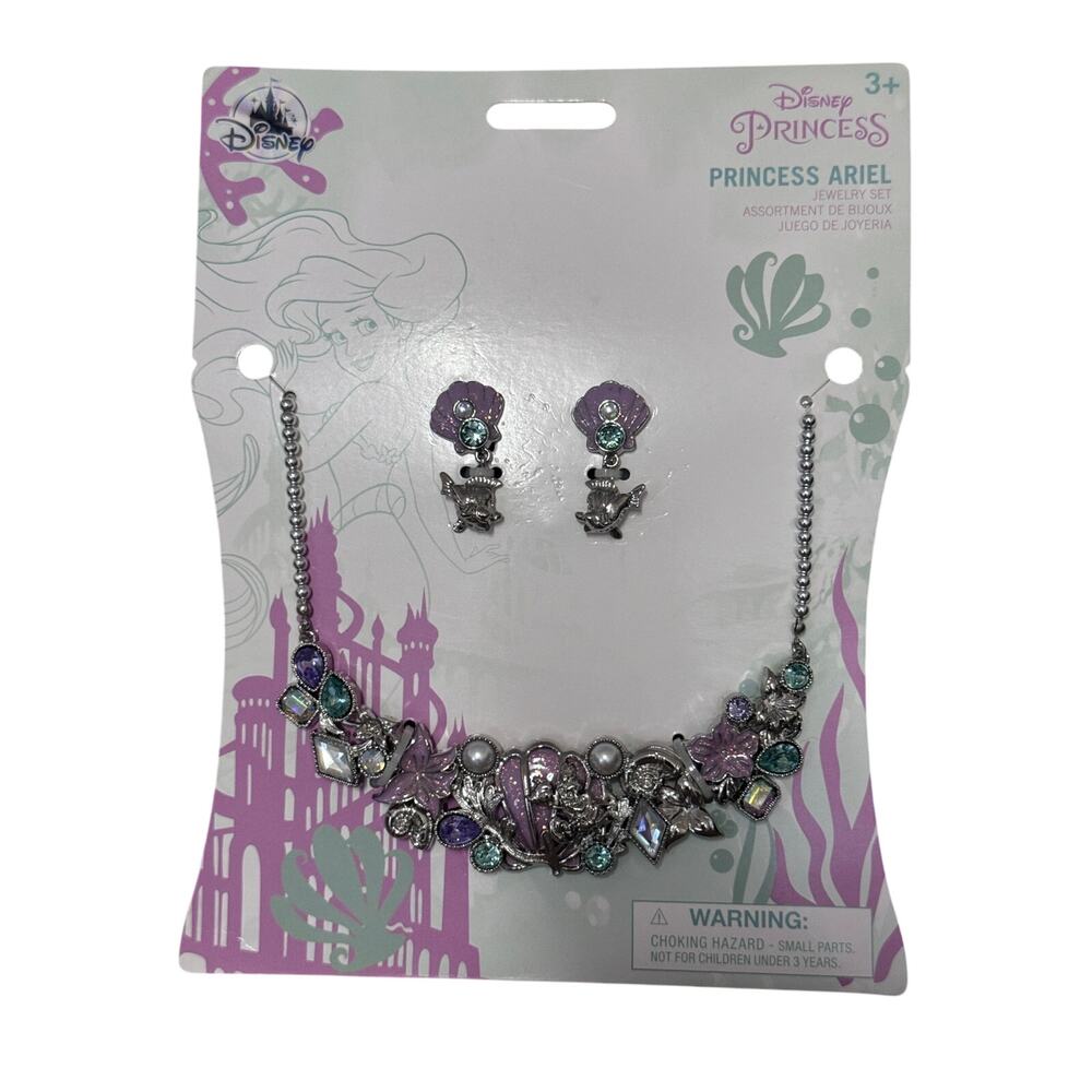 NEW DISNEY Princess Ariel The Little Mermaid Necklace & Earring Set